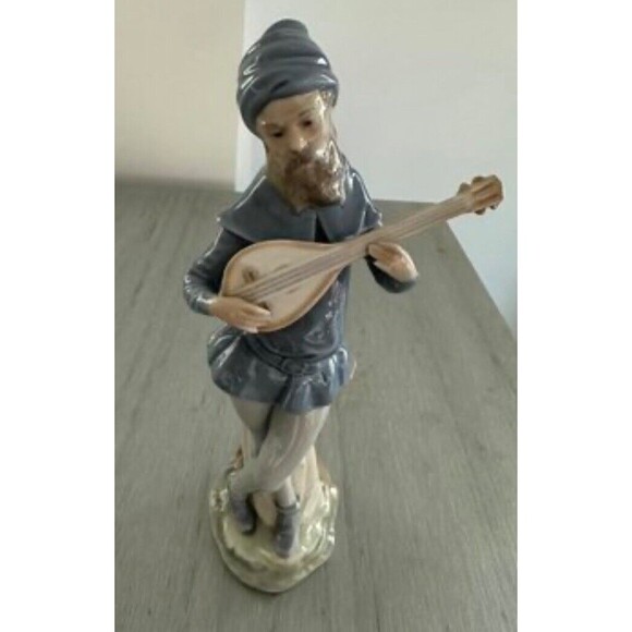 Lladro Spain Tall Bearded Man with Mandolin 1970's #39 10.5" Tall EXC Rare
